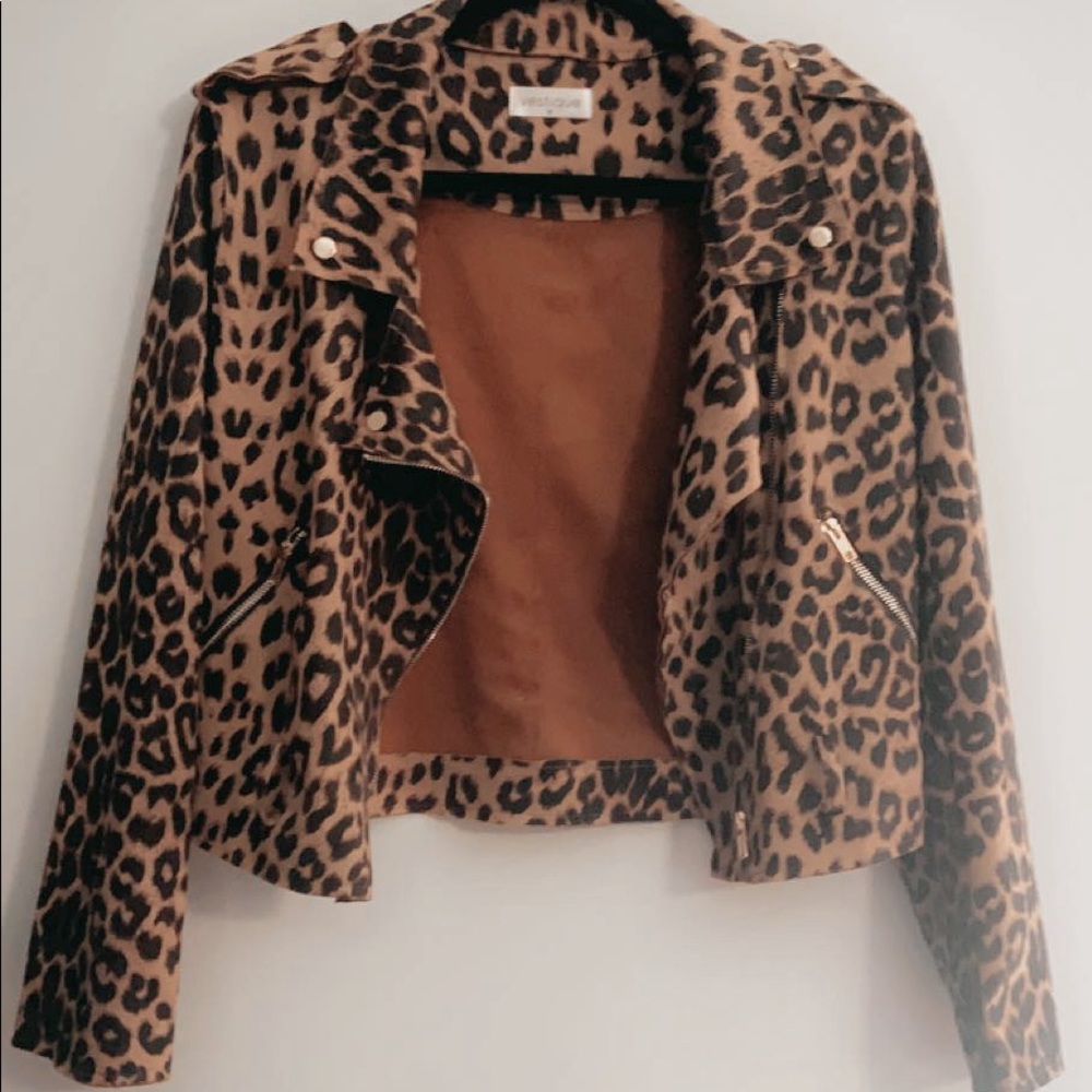 Suede cheetah print jacket